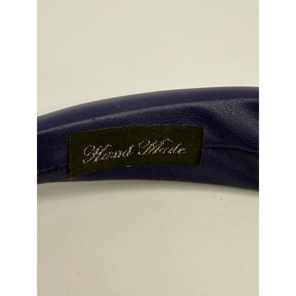 Handmade Navy Blue Faux Leather Padded Headband Wide Chunky Preppy Boho‎ NWOT